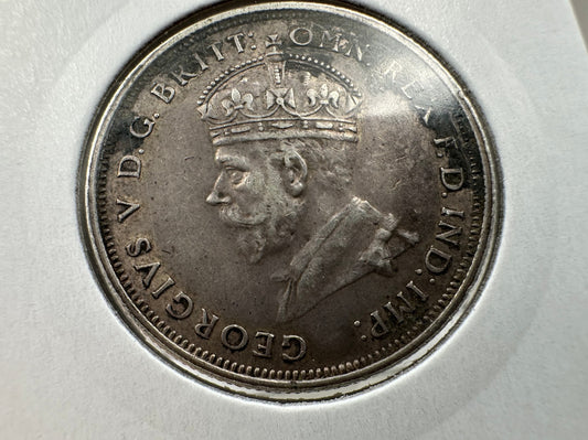 1927 Australia Canberra King George V Florin Coin - 92.5% Silver - 2.5 Steps