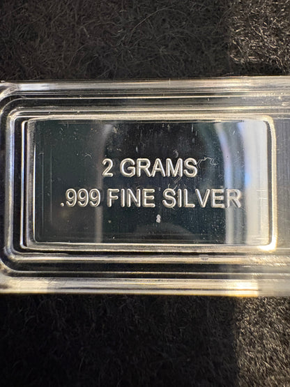 Mini Fractional Silver 2 gram Rectangular Bar - Wonka Bar