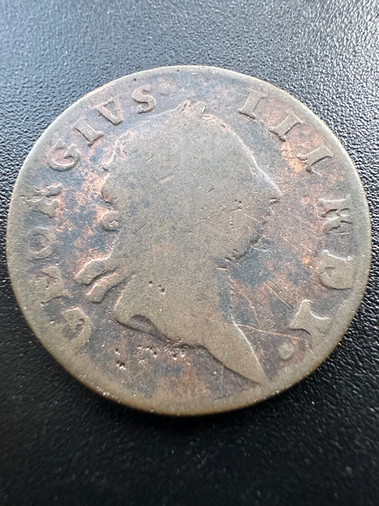 1769 King George III US Colonial Half 1/2 Penny Copper Irish Coin Harp Ireland
