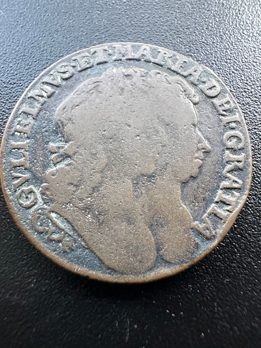 1693 Ireland Half Penny Coin - William and Mary