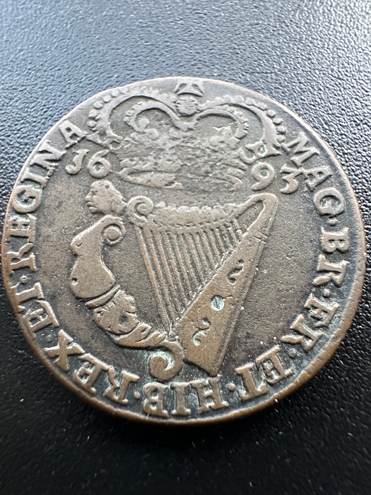 1693 Ireland Half Penny Coin - William and Mary