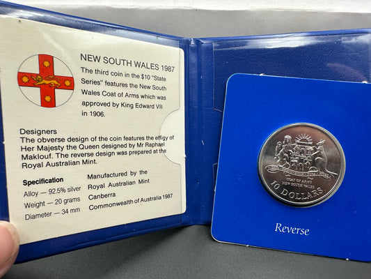 1987 $10 Silver Royal Australian Mint State Series Uncirculated coin - New South Wales