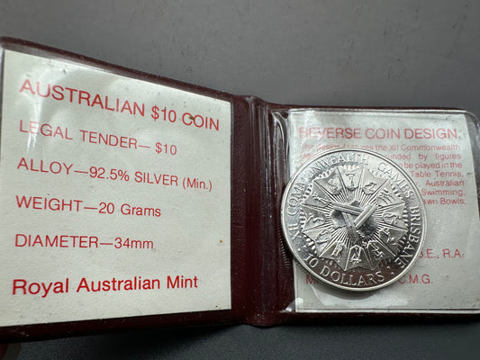 1982 $10 Silver Royal Australian Mint Uncirculated coin - XII Commonwealth Games Brisbane