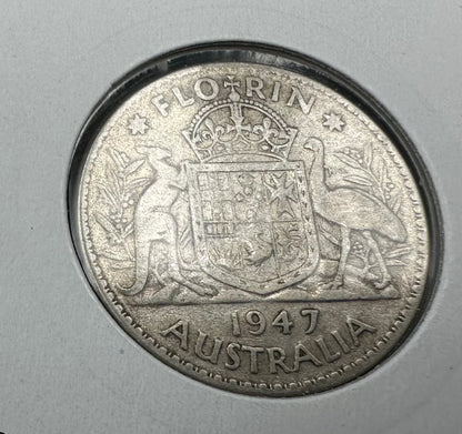 1947 Australian King George VI Florin Silver