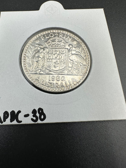 1962 Australian Queen Elizabeth II Florin Silver