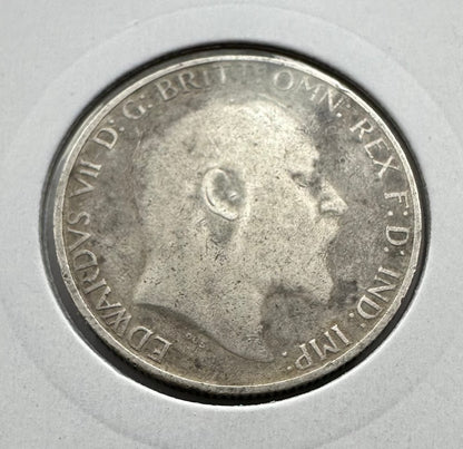 1907 Great Britain UK Edward VII One Florin - Two Shillings - .925 Silver