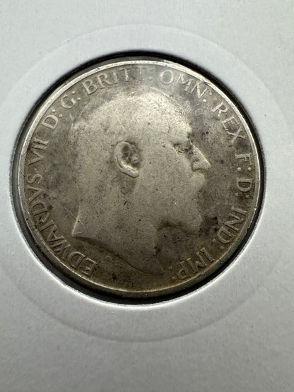 1907 Great Britain UK Edward VII One Florin - Two Shillings - .925 Silver