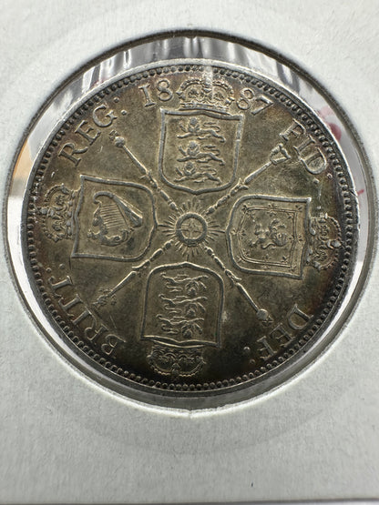 1887 Great Britain UK Queen Victoria Jubilee Florin - .925 Silver