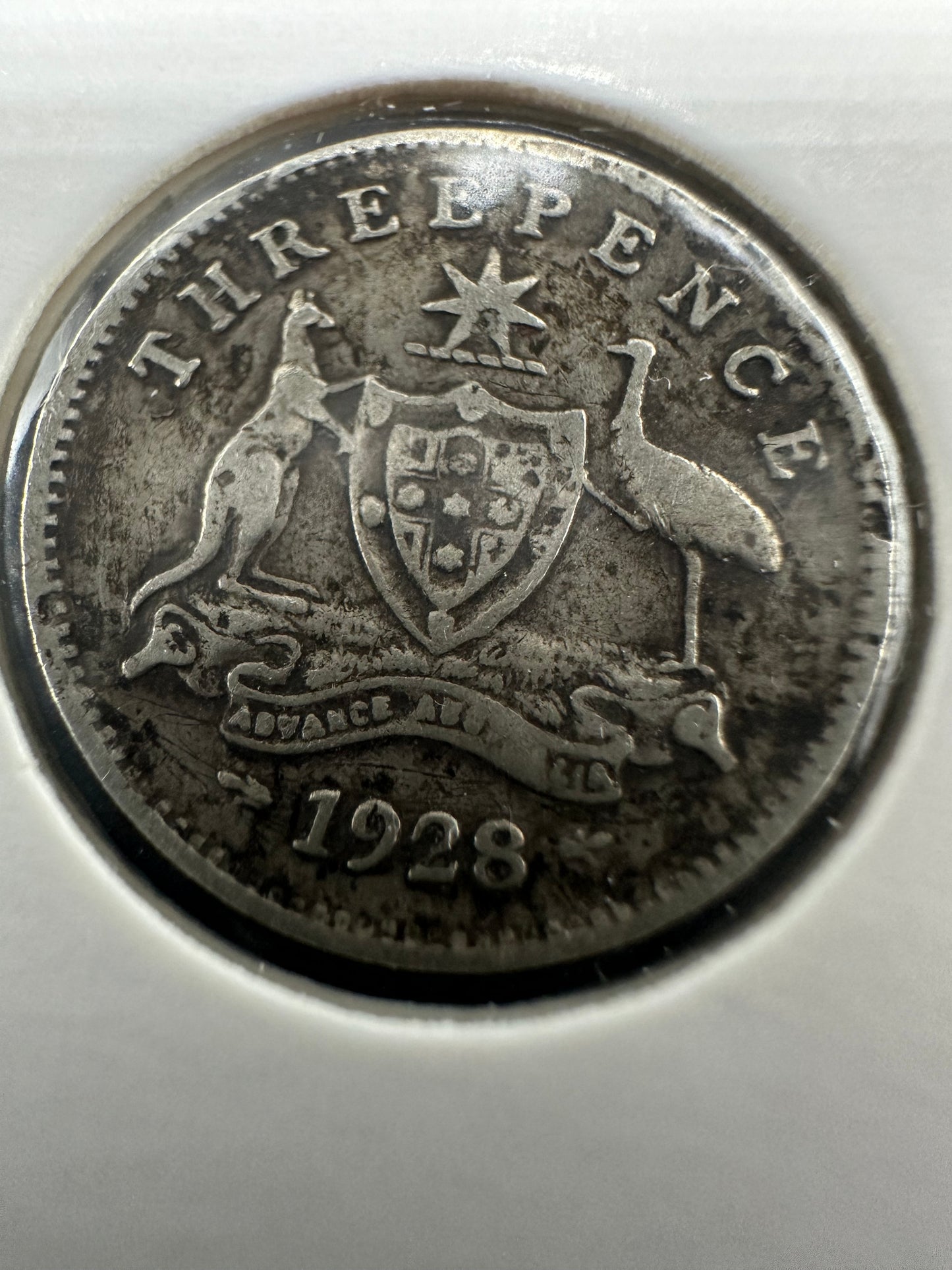 1928 Australia King George V Threepence Silver Coin