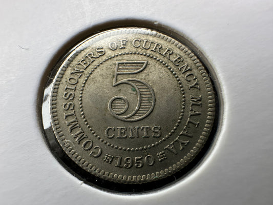 1950 Commissioners of Currency Malaya 5 cent