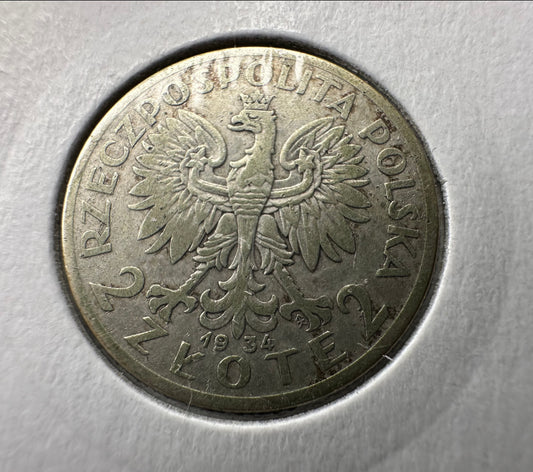 1934 Poland 2 Zlote - Rare Type