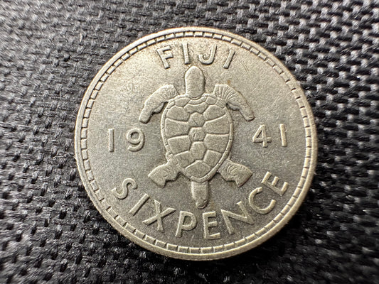 1941 Fiji Sixpence Silver Coin