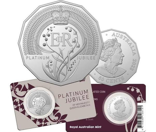 2022 50 cent HM Queen Elizabeth II Platinum Jubilee UNC