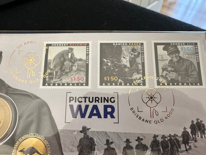 2024 Brisbane ANDA Overprint Lest We Forget - Picturing War PNC with Perth Mint $1