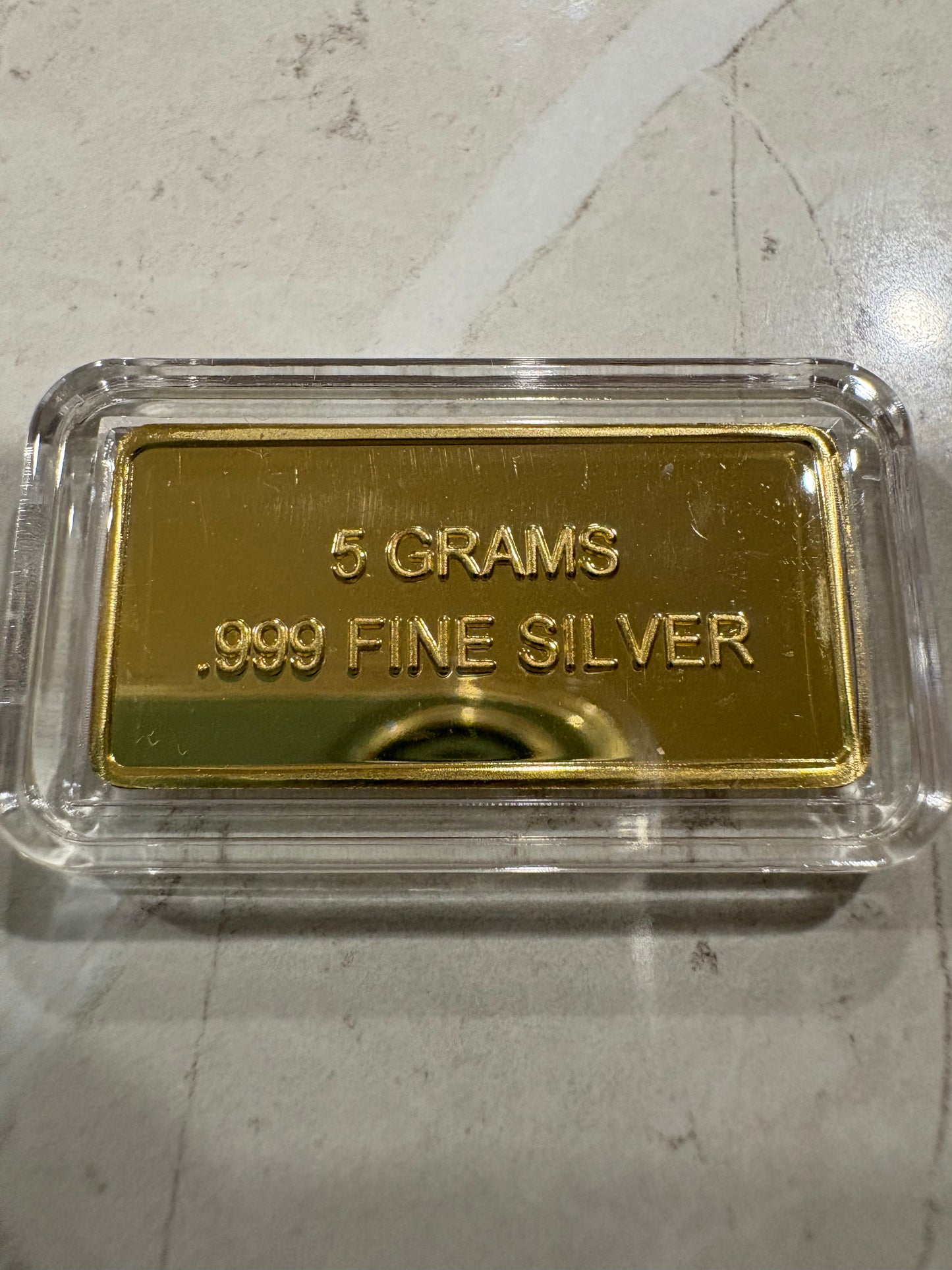Mini Fractional Gold Plated Silver 5 gram Rectangular Bar - Wonka Golden Ticket Bar