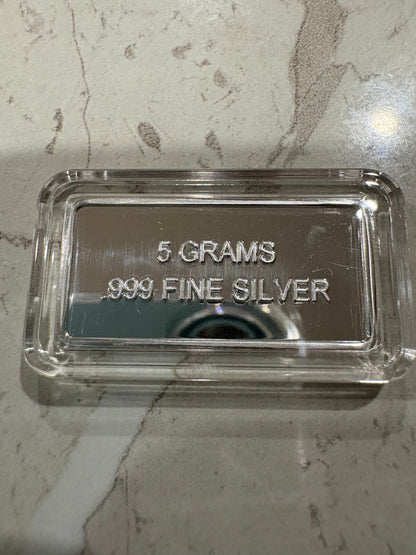 Mini Fractional Silver 5 gram Rectangular Bar - Wonka Golden Ticket Bar