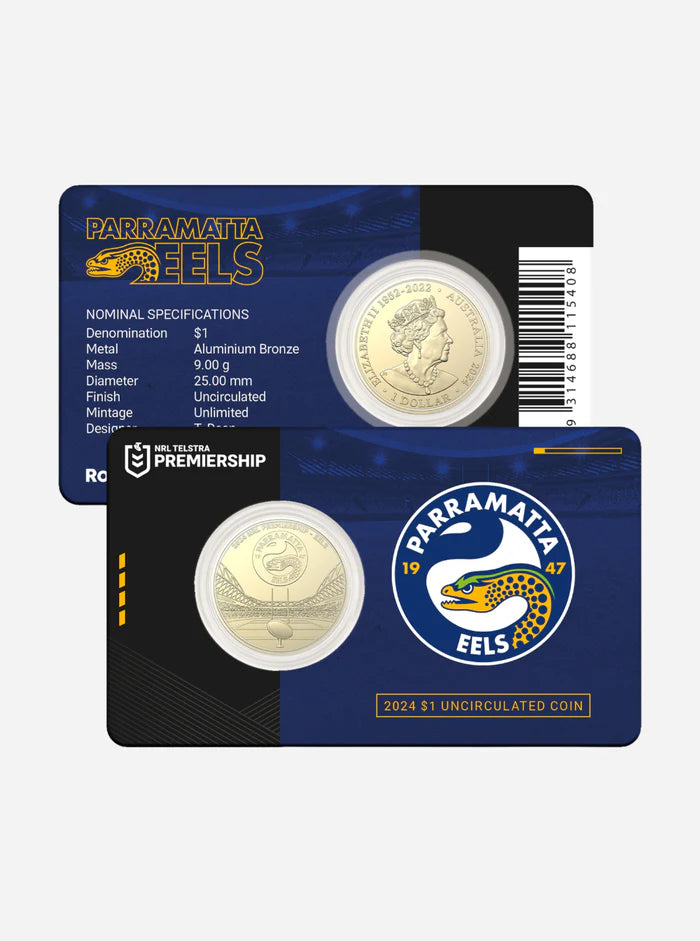 2024 $1 Dollar NRL Parramatta Eels Team Coin in Card