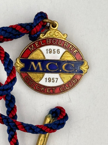 Vintage 1956-1957 MCC Melbourne Cricket Club Annual Membership Enamel Badge