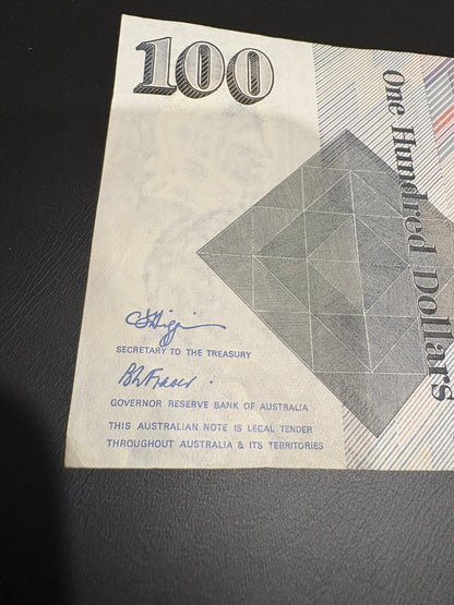 1990 $100 Circulated “Grey Nurse” Australian Paper note - ZEY 350589