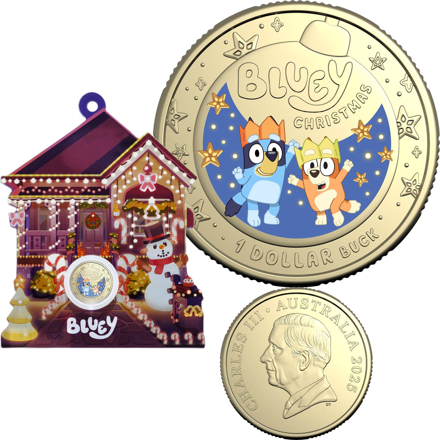 2025 Bluey Christmas $1 Coloured Uncirculated Coin
