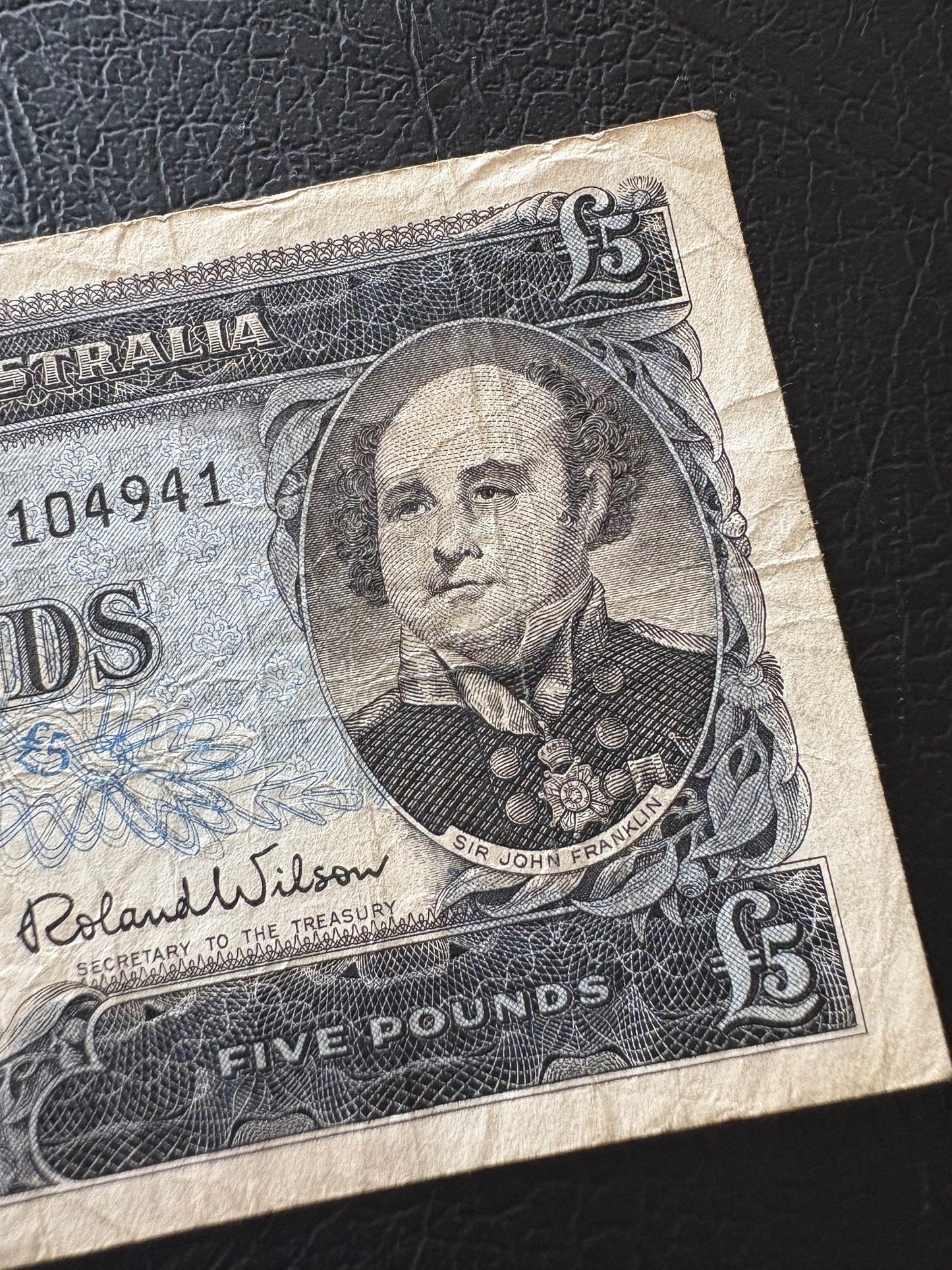 1954 Australian Five Pound Banknote - Coombs Wilson TA37 104941
