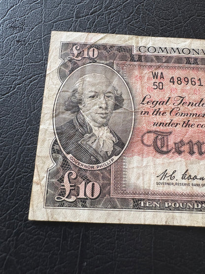 1960 Australian Ten Pounds Banknote - Coombs Wilson WA50 489613