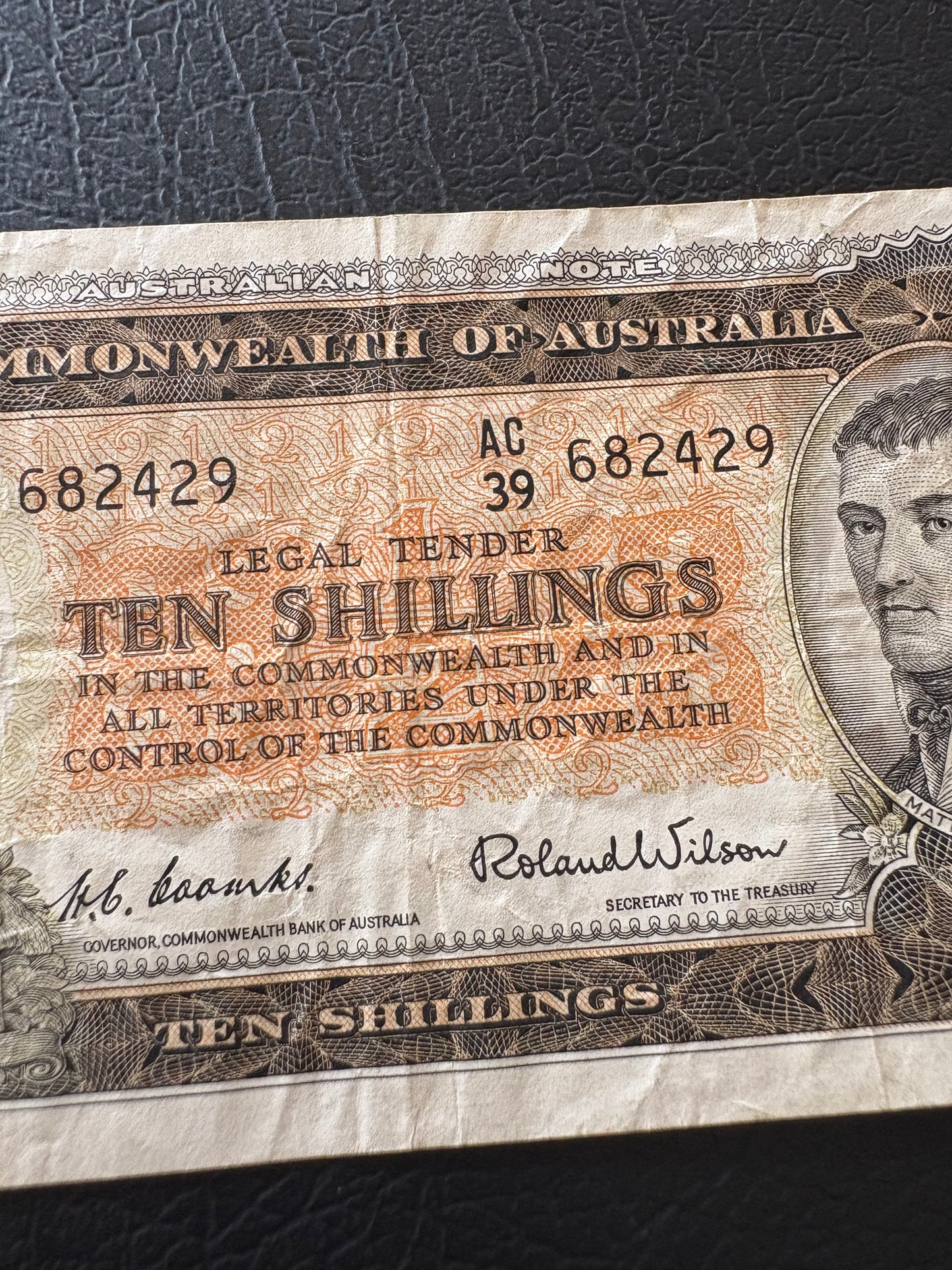 1954 Australian Ten Shillings Note - Coombs / Wilson - AC39 682429
