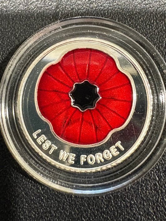 Mini Fractional Silver 1 gram round bullion - Red Poppy