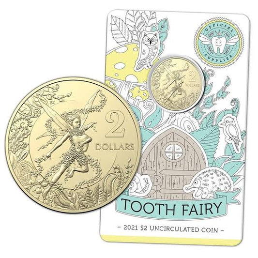 2021 $2 two dollar Tooth Fairy Uncirculated coin on card