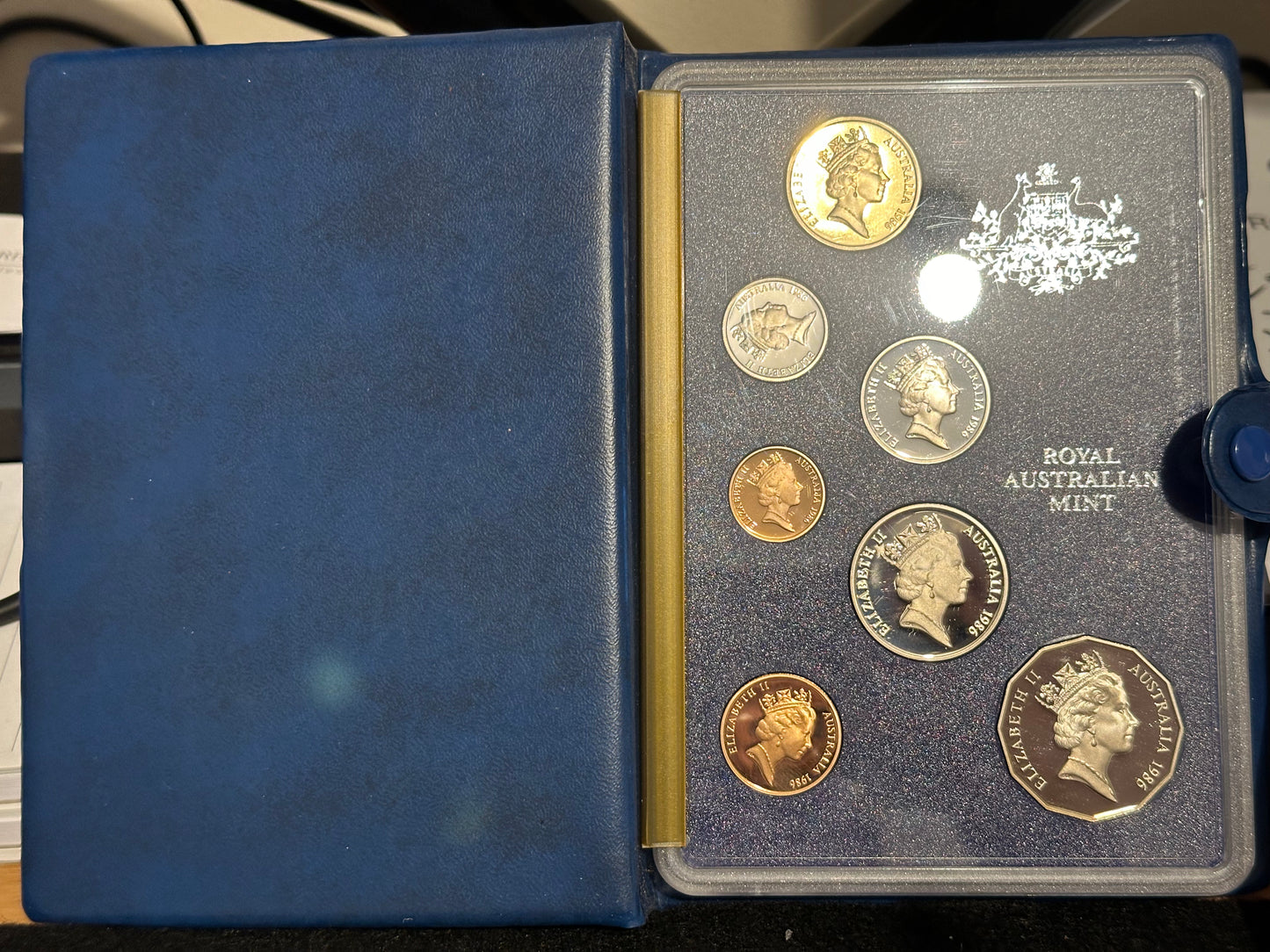 1986 Royal Australian Mint Year of Peace 7 coin Proof Set - no outer box