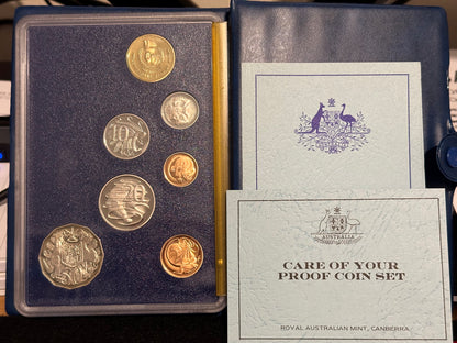 1986 Royal Australian Mint Year of Peace 7 coin Proof Set - no outer box