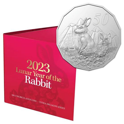 2023 Royal Australian Mint Fifty Cents 50c Lunar New Year of the Rabbit Tetra-Decagonal Lunar Series Coin