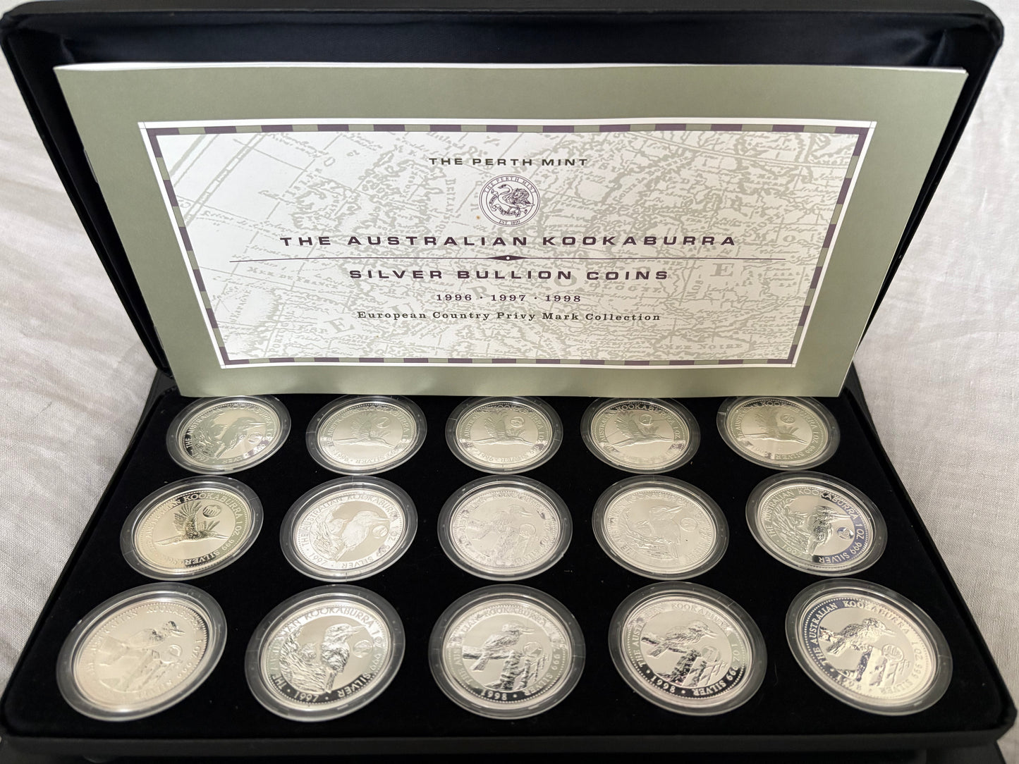 1996-1998 Australia Silver 15-Coin Set – European Country Privy Mark Collection