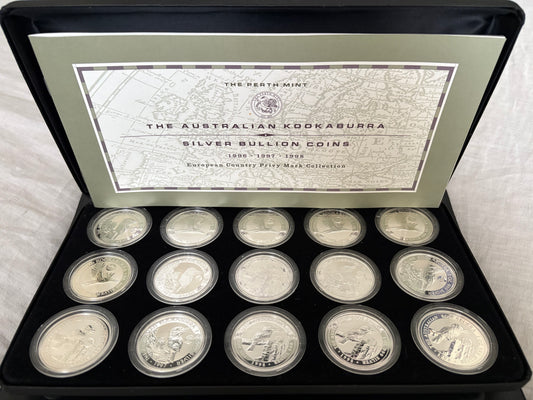 1996-1998 Australia Silver 15-Coin Set – European Country Privy Mark Collection