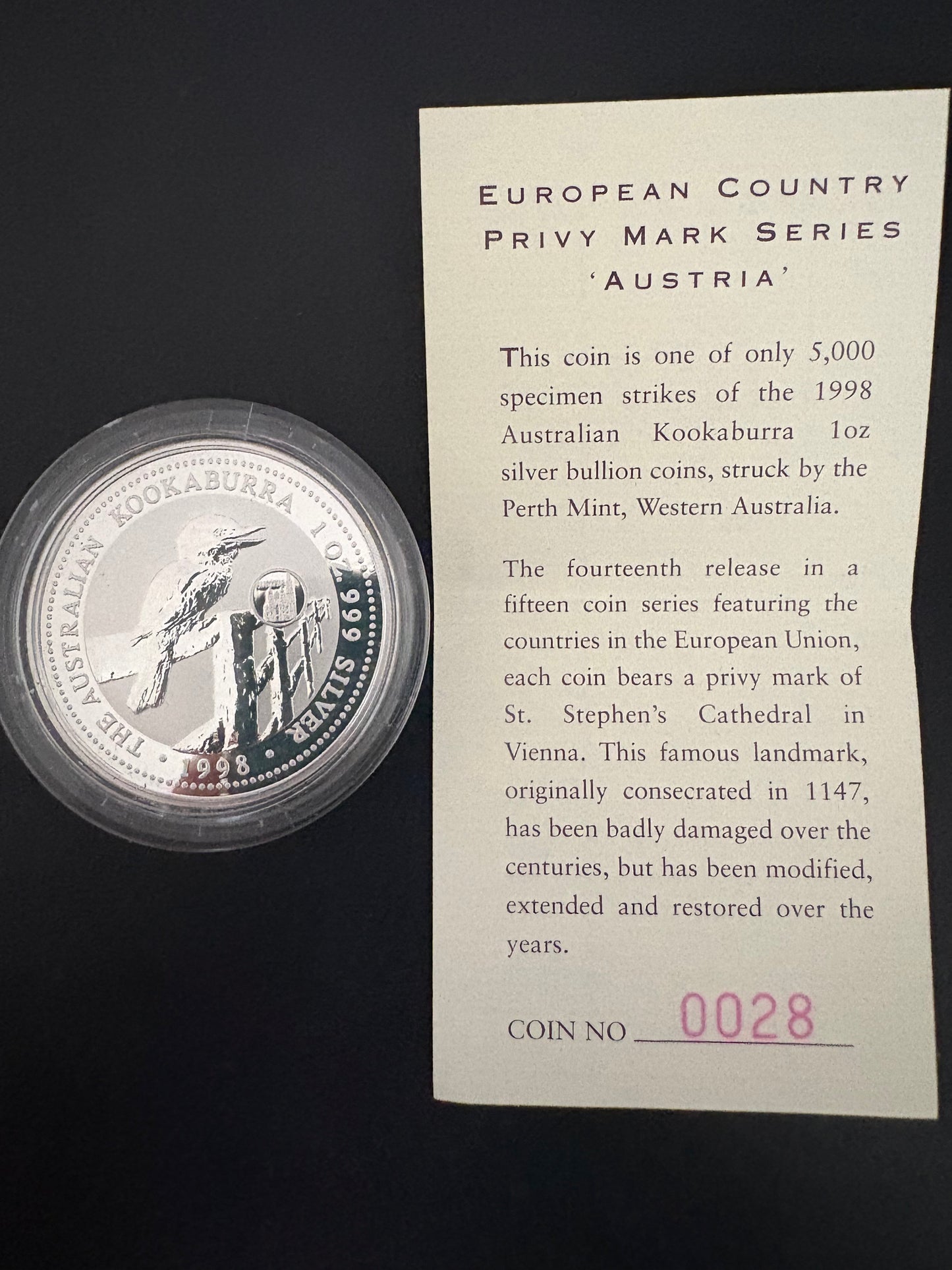 1996-1998 Australia Silver 15-Coin Set – European Country Privy Mark Collection