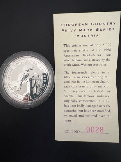 1996-1998 Australia Silver 15-Coin Set – European Country Privy Mark Collection
