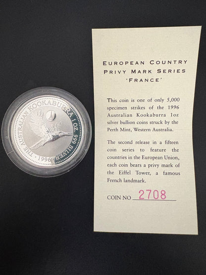 1996-1998 Australia Silver 15-Coin Set – European Country Privy Mark Collection