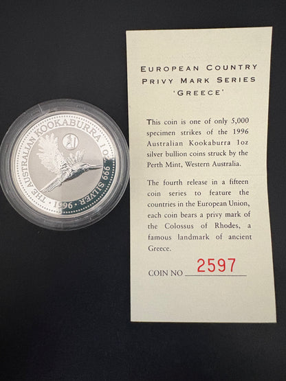 1996-1998 Australia Silver 15-Coin Set – European Country Privy Mark Collection
