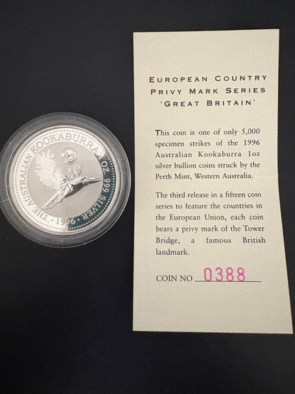 1996-1998 Australia Silver 15-Coin Set – European Country Privy Mark Collection