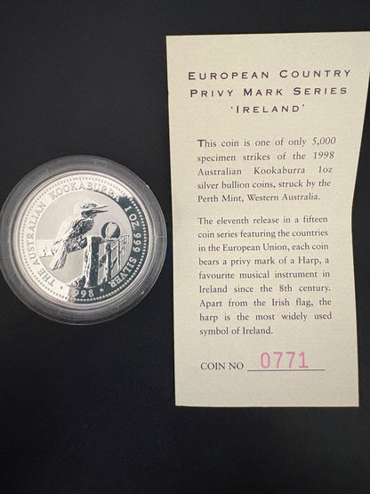 1996-1998 Australia Silver 15-Coin Set – European Country Privy Mark Collection
