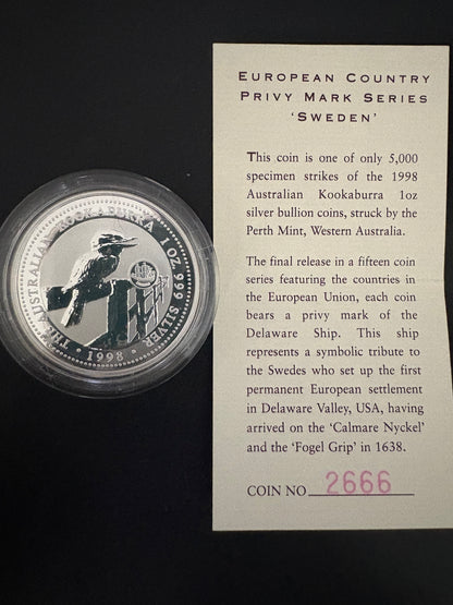 1996-1998 Australia Silver 15-Coin Set – European Country Privy Mark Collection