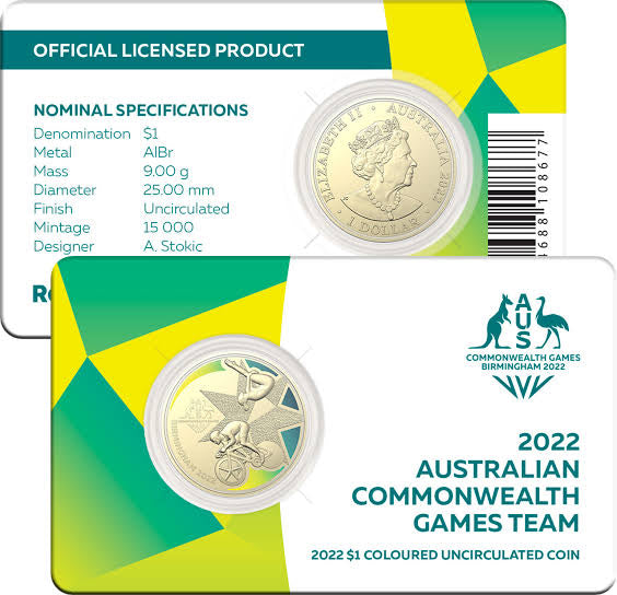 2022 $1 Australian Commonwealth Games Team Coloured Uncirculated Coin