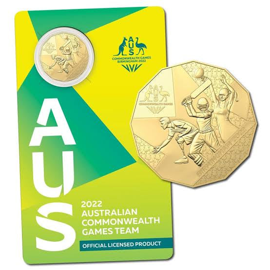 2022 50 Cent  Australian Commonwealth Games Team Gold Plated Uncirculated Coin