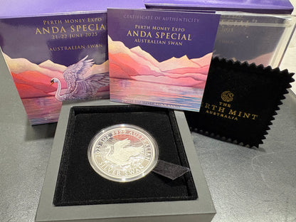 2025 Perth Money Expo ANDA – Swan 1oz Fine Silver Proof Coin