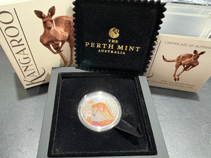 2024 $1 Australian Kangaroo – 1oz Silver Proof High Relief Coloured Coin