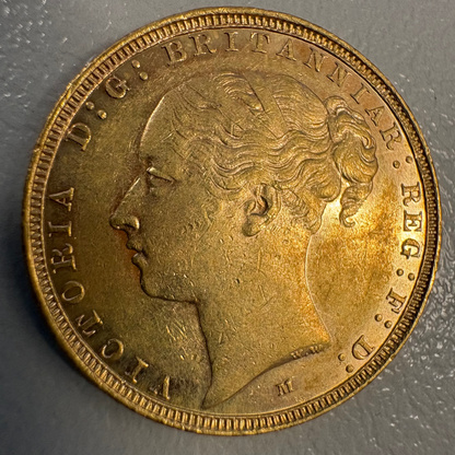 1885-M Australian Gold Sovereign – Melbourne Mint (Young Head Victoria)