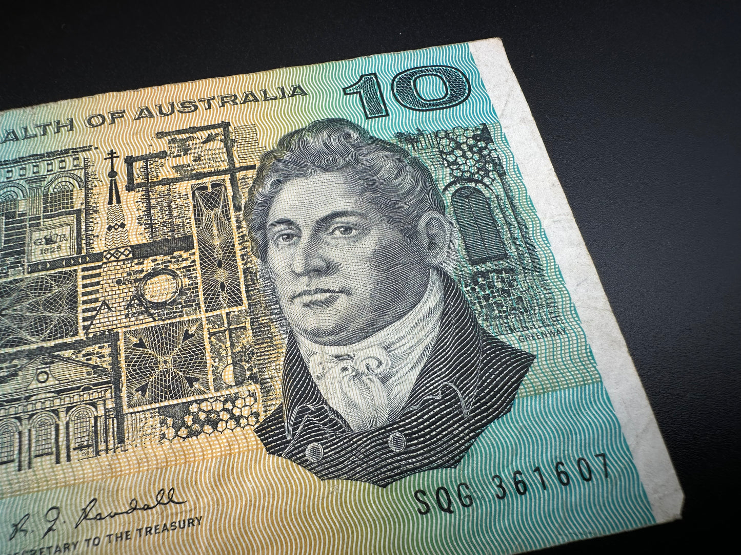 1968 $10 Australia Paper Bank note - General Prefix - Phillips Randall SQG361607