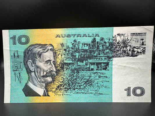 1989 $10 Australia Paper Bank note - General Prefix - Fraser Higgins MCG827211