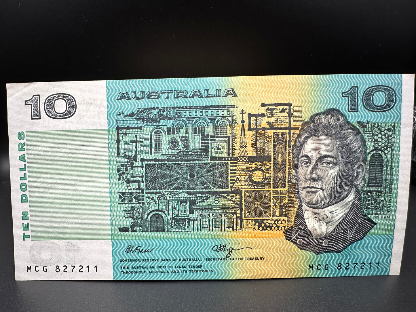 1989 $10 Australia Paper Bank note - General Prefix - Fraser Higgins MCG827211