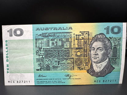 1989 $10 Australia Paper Banknote - Fraser Higgins MCG 827211